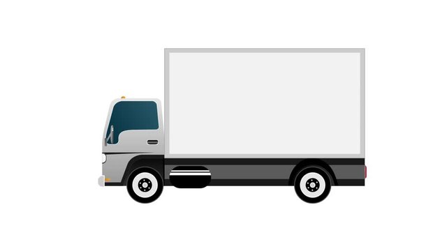 The animation of the truck. The truck with the container, the video with the alpha channel on. Cartoon
