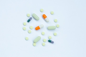 pills on white background
