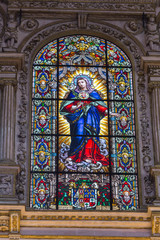 Fototapeta na wymiar Detail of stained glass window of the cathedral mosque of Cordoba, Spain