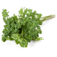 parsley leaves bunch isolated on white background cutout