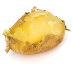 one boiled peeled potato isolated on white background cutout