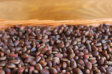 pine nuts in the basket