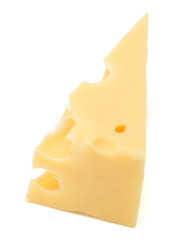 Cubes of cheese. Cheese block isolated on white background cutout