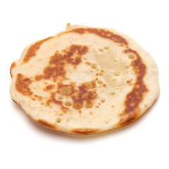 One pancake isolated on white background cutout.
