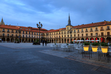 Fototapeta na wymiar León,Spain,4,2015;Plaza Mayor located in the old town