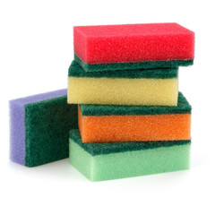 Stacked sponges isolated on white background cutout