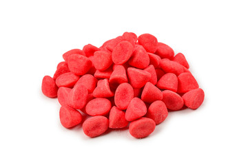 Juicy colorful jelly sweets isolated on white. Gummy candies.