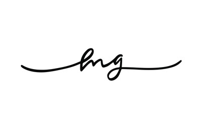 M G MG initial logo handwriting template vector