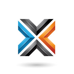 Blue Black and Orange Square Shaped Letter X Illustration