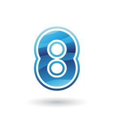 Blue Round Icon for Number 8 Illustration