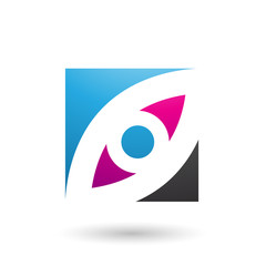 Blue Magenta and Black Eye Shaped Square Illustration