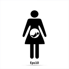 pregnant woman icon, isolated vector symbol