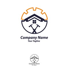 House repair logo set. Tools icon. Roof repair logo. Repairs house sign. Home improvement icon.