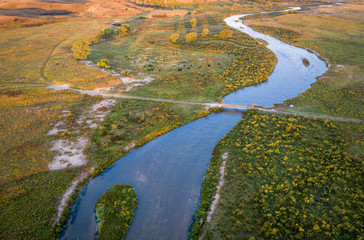 river meandering in  Nebraska Sandhills