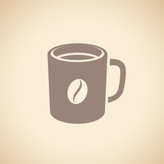 Brown Coffee Mug with a Coffee Bean Icon isolated on a Beige Background Illustration