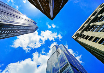 View of the skyscrapers in Chicago on a sunny day.