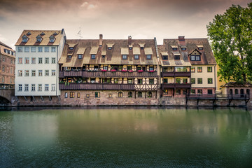 Nürnberg, Gebäude an der Maxbrücke, Pegnitz