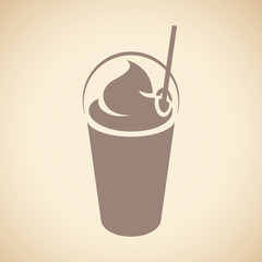 Brown Milkshake with a Lid and Straw Icon isolated on a Beige Background Illustration