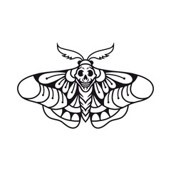 Moth hand drawing old school tattoo.