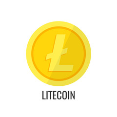 Litecoin gold coin icon. Sign payment symbol. Crypto currency, virtual electronik, internet money. Vector illustration.