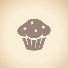 Brown Muffin Icon isolated on a Beige Background Illustration