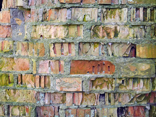 old brick wall of red bricks