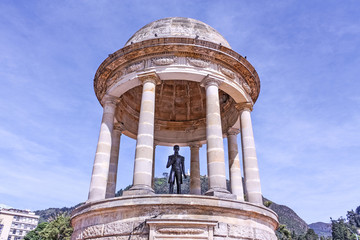 Park of the Journalists and El Templete al Libertador, a work created for the Centennial Park on the occasion of the centenary celebration of the birth of Simon Bolivar. Bogota, Colombia