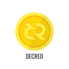 Decred gold coin icon. Sign payment symbol. Crypto currency, virtual electronik, internet money. Vector illustration.