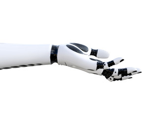 White metal droid hand gestures
