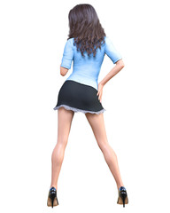 Long-haired brunette secretary