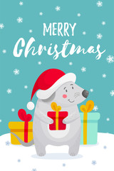 Fototapeta na wymiar Merry christmas Greeting Card mouse