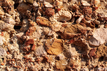 Antique masonry close-up. Summer, marble and limestone masonry, antiquity. The material from which they were built in antiquity.