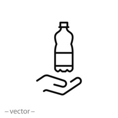 plastic bottle icon, thin line web symbol on white background - editable stroke vector illustration eps10