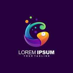 awesome gradient chameleon logo design