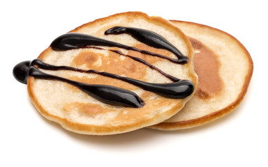 Two pancakes isolated on white background cutout.