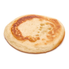 One pancake isolated on white background cutout.