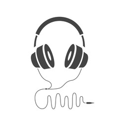 Headphones in flat style. Vector illustration.