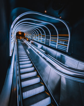 Empty escalator in room
