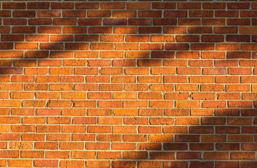 Beautiful Red Urban Brick Wall Background With Copy Space. Creative Empty Template With Abstract Silhouettes at Sunset. Real London Stylish Texture Building – Banner, Panoramic View.