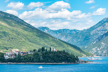 Landscapes of the Kotor fjord on its way out to the Adriatic Sea