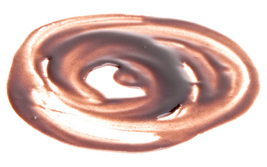 Chocolate syrup drop isolated on white background