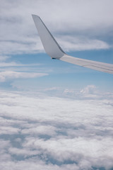 Fototapeta premium Wing of the airplane