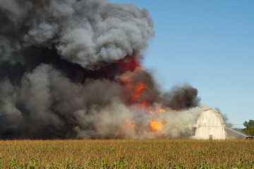 Fototapeta na wymiar smoke fire explosion flame farm destruction disaster