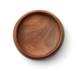 Top view of empty wooden bowl
