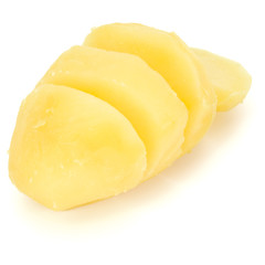 boiled peeled sliced potato isolated on white background cutout