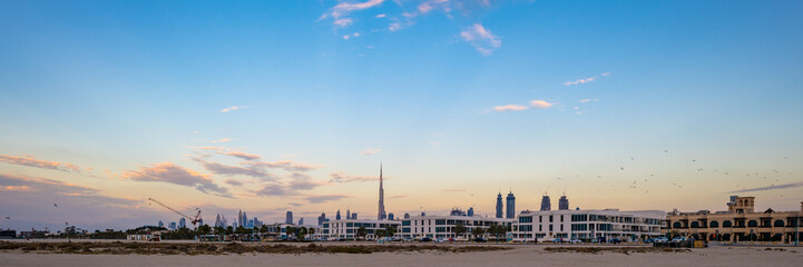 sunset over the city of Dubai, United Arab Emirates 