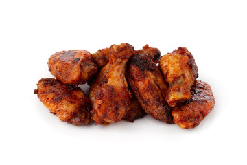 Fried wings close-up. Buffalo wings isolated on white.
