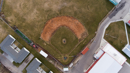 looking down on an empty baseball field