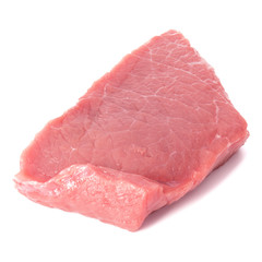 Raw chopped beef meat cube isolated om white background cut out.