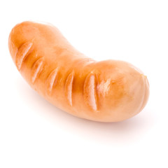 One Roasted sausage isolated on white background cutout